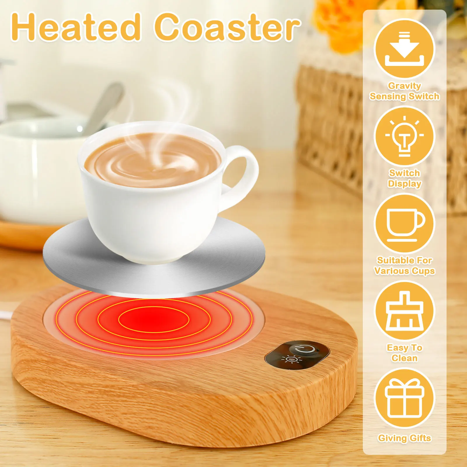 Electric Coffee Cup Warmer Pad Portable USB Mug Warmer Gravity Sense Switch 55-65℃ Constant Temperature Coffee Cup Heater Plate