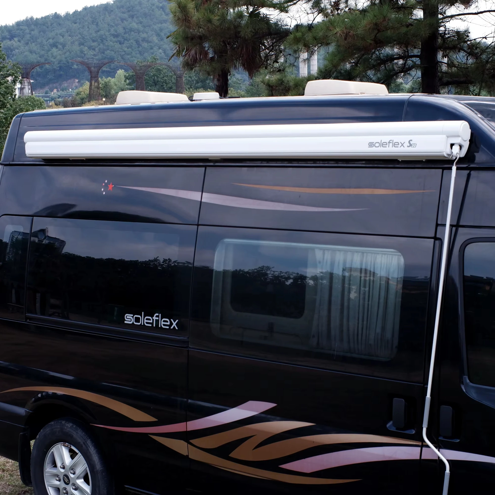 Motorized Camper Awning 300x250cm, UV Protection Canopy, Aluminum Alloy Stand, For Camper Van Touring, Outside Accessories