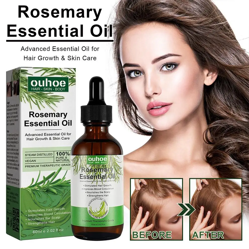 60ml Rosemary Essential Oil Oil Organic Hair Products Scalp & Hair Strengthening Oil With Glass Dropper For Women Me D9u8