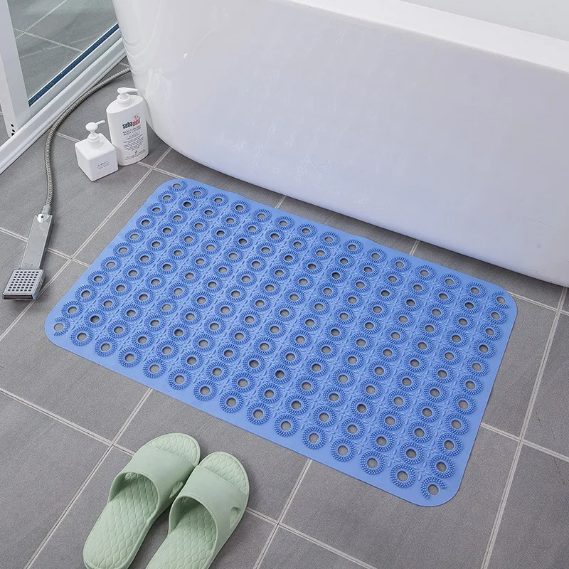 Waterproof Non-Slip Bath Carpet Bathroom PVC Floor Mat for Shower Room and Toilet Solid Pattern Lightweight and Absorbent
