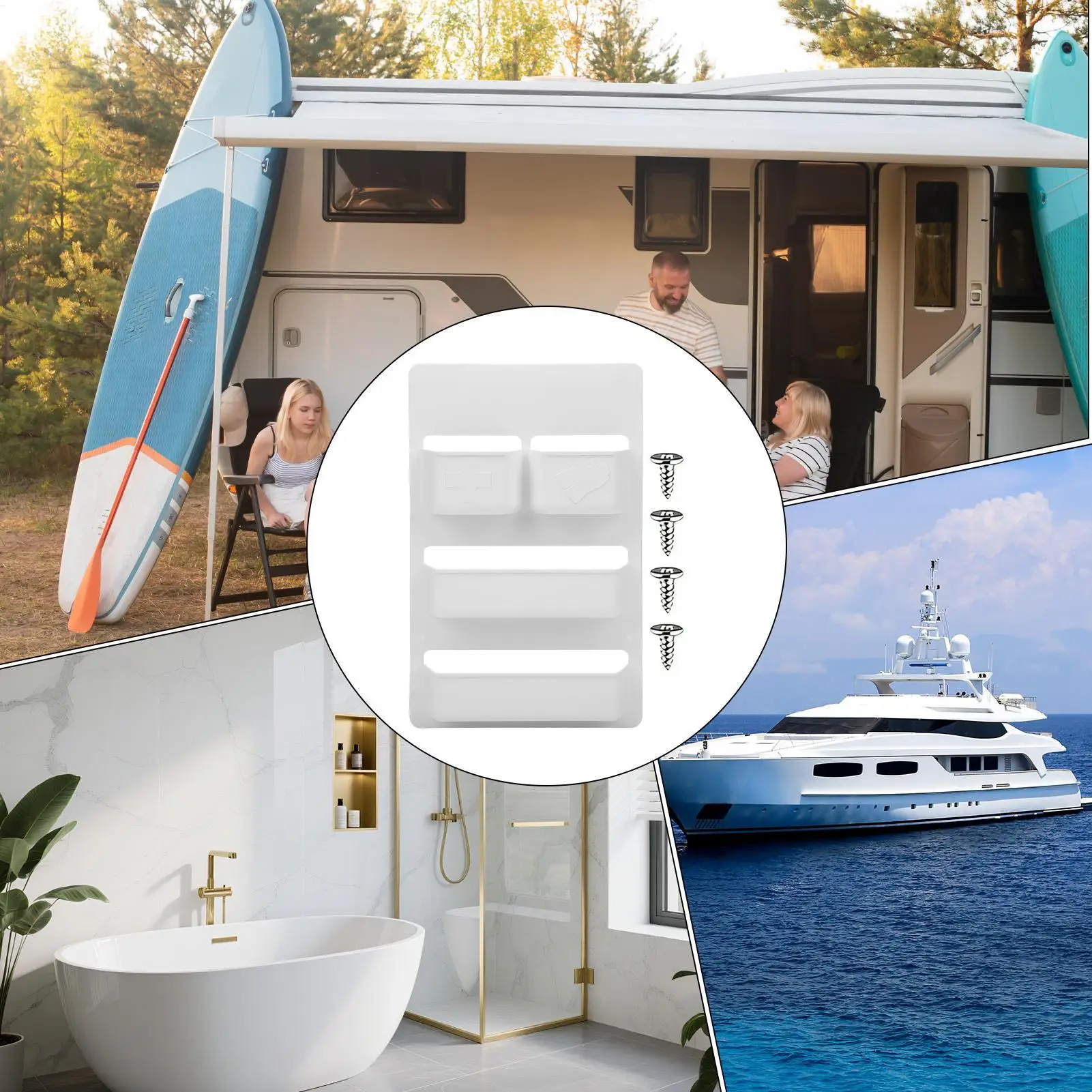 

RV Door Storage Box Wall-Mounted Motorhome Storage Motorhome Toilet Door Organizer For Road Trips Outdoor Enthusiasts Travel