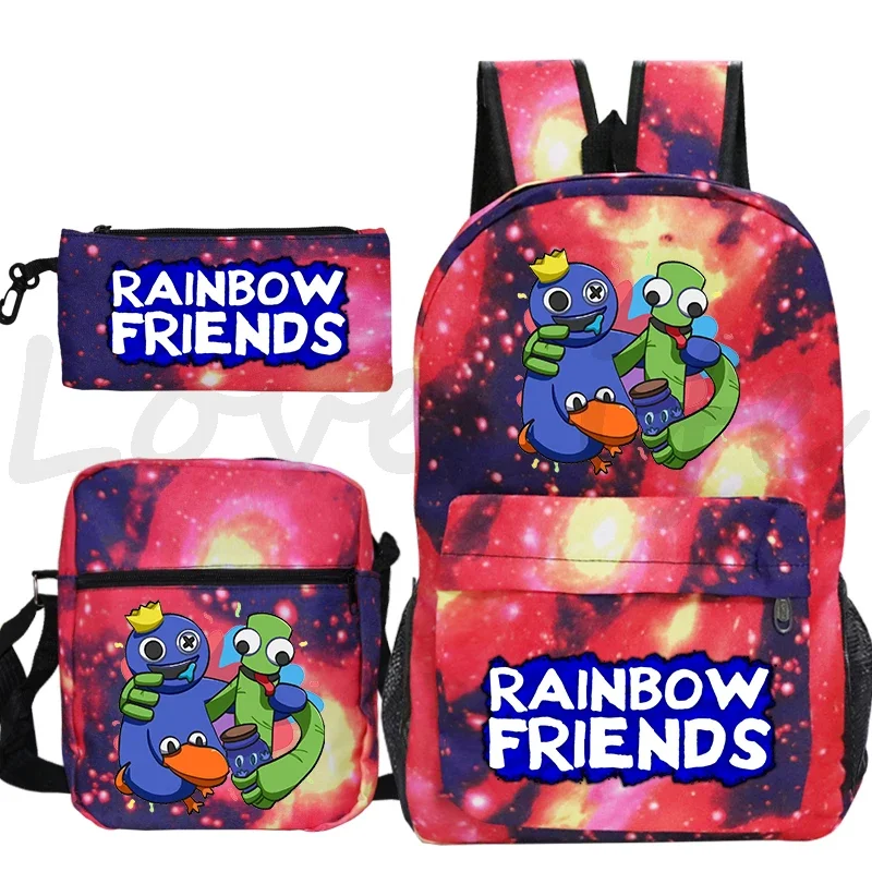 Rainbow Bcakpack Friends 3 pezzi Set zainetto bambini Mochila studente zaino giornaliero ragazzi ragazze Anime zaino bambini borse da scuola