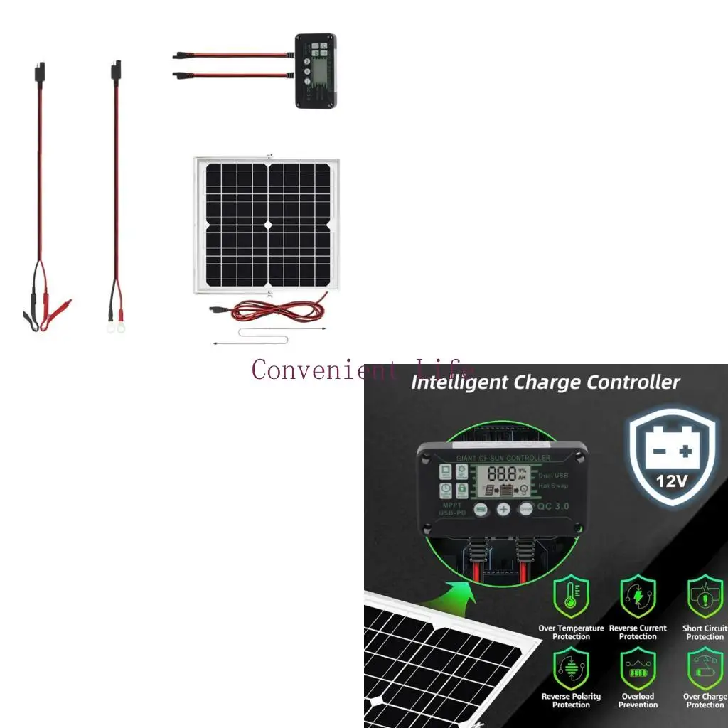 

L1EE Высокоэффективные монокристаллические солнечные панели, 40 Вт, солнечная зарядная панель с контроллером зарядки для лодок,