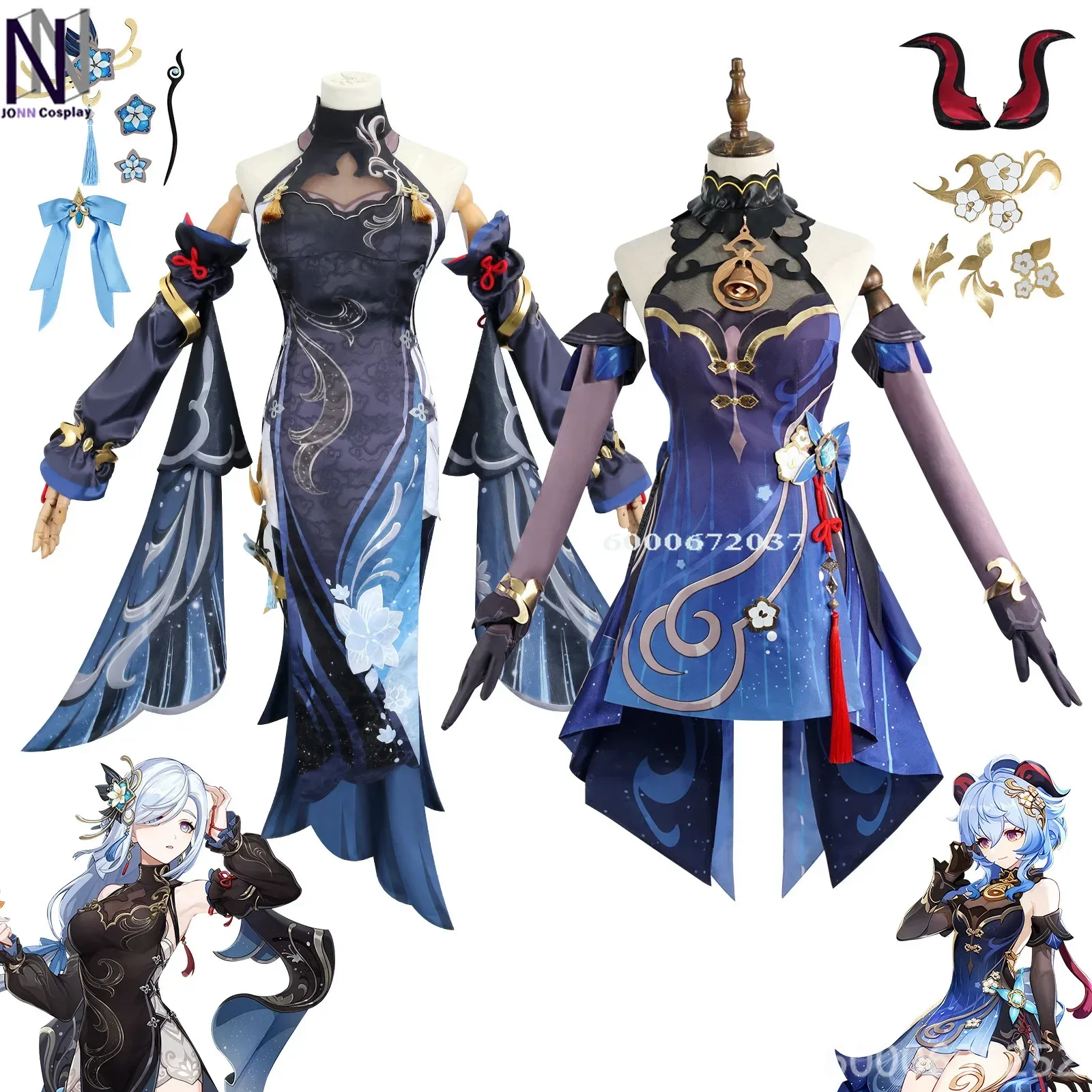 

Genshin Impact Game Shenhe Ganyu Cosplay Costume Women's Frostflower Dew Dress Lantern Rite Shenhe New Cosplay Outfits