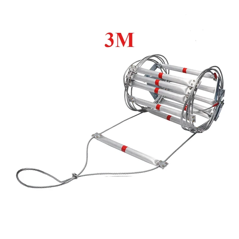 Durable3M Soft Rope Ladder Household Wire Rope Aluminum Alloy Rope Ladder Construction Operation Soft Ladder