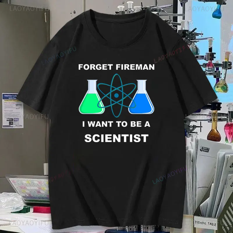 T-shirt engraçada de algodão estampado feminino, Química é como cozinhar, Apenas não lamber a colher, Camisa do professor de ciência, Alta qualidade