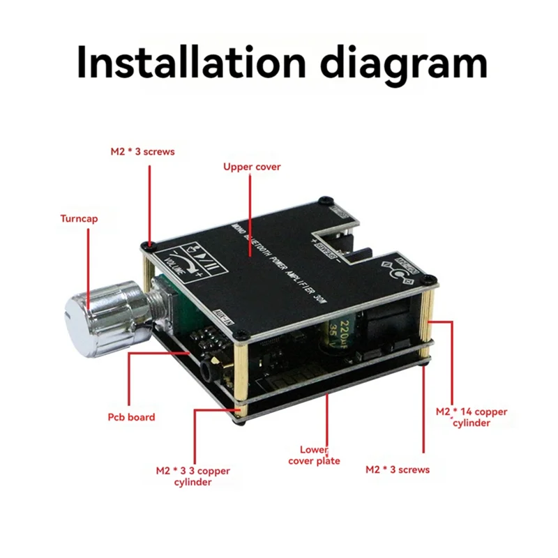 

ZK-301B Bluetooth Amplifier Board Single Sound 30W Bluetooth Audio Power Amplifier Module Home Video Accessories-Y41A
