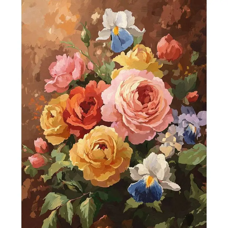 

RUOPOTY Oil Painting By Numbers With Frame For Adults Flower Coloring By Numbers Diy Gift Picture Drawing Handpaint