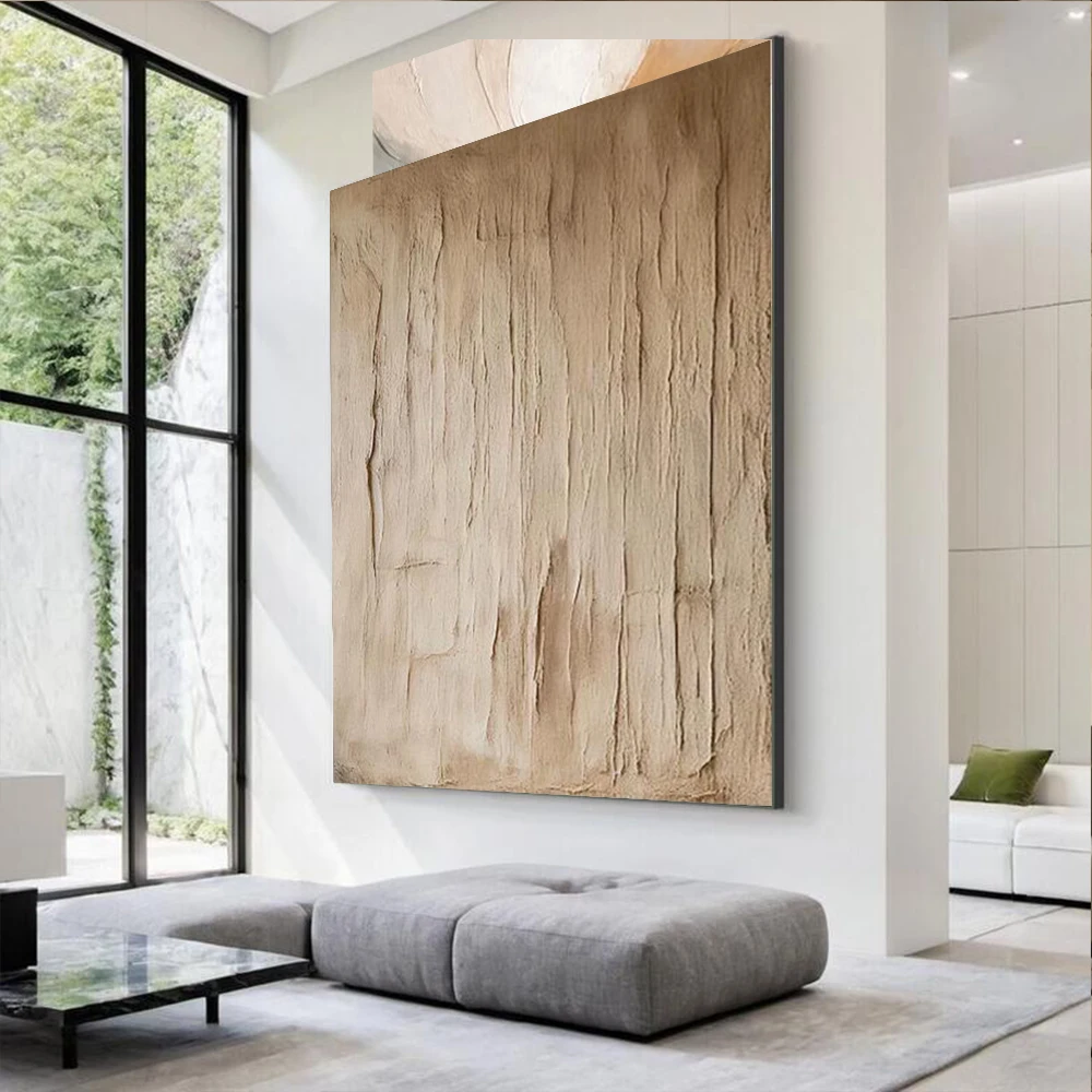 100% Handmade Abstract Oil Painting Original Simple Grey Wall Art Picture Thick layer Big Mural For Home Living Room Decor Image