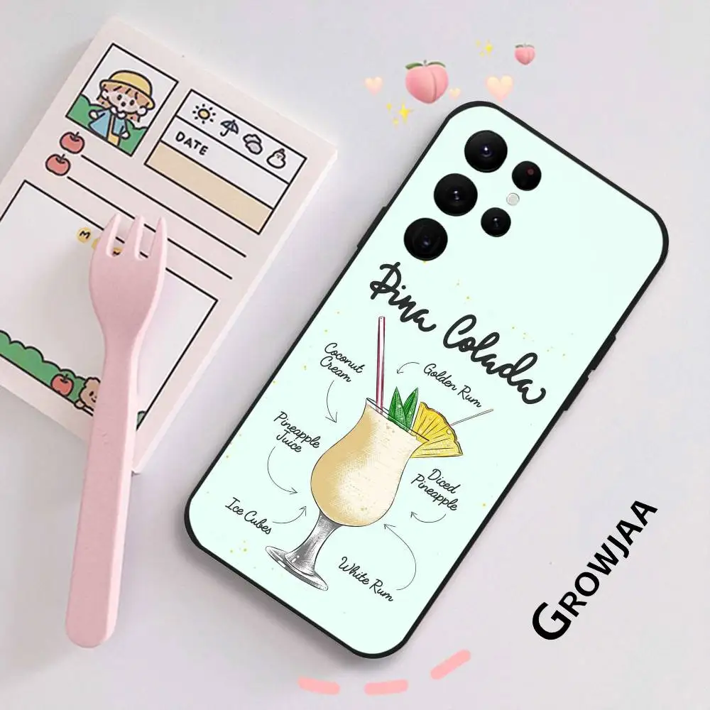 Pina Colada Cocktail telefoonhoesje voor Samsung Galaxy S25 S24 S22 S23 Ultra S21 S20 Plus 5G