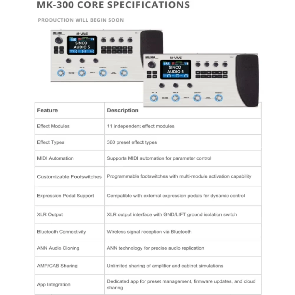 M-VAVE MK300 Multi-Effects Pedal Amp Sim+USB Audio/3.5