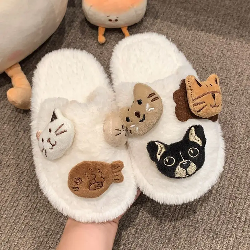 

Cartoon Plush Winter Slippers for Girls Indoor Soft Sole Closed Toe Cotton Toddler Footwear Stylish 2026 Trendy Kids Slippers