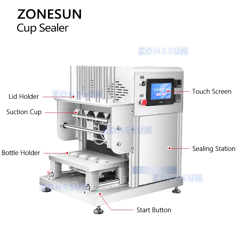 Zonesun ZS-FK4D K سدادة الأكواب قبل قطع غطاء سدادة الأكواب ورقة آلة ختم الأكواب شبه التلقائي آلة ختم الأكواب
