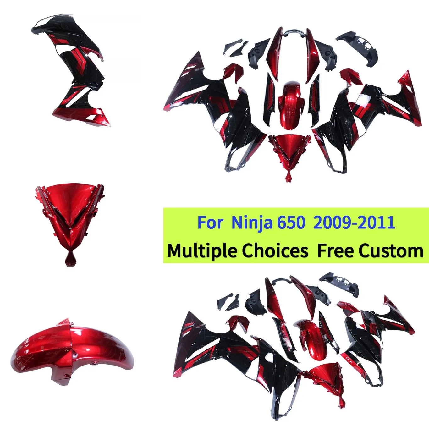 

Комплект обтекателей для мотоцикла Ninja650 2009 2010 2011 ER6F Ninja 650R, литые панели кузова из АБС-пластика | Красные и черные конфеты