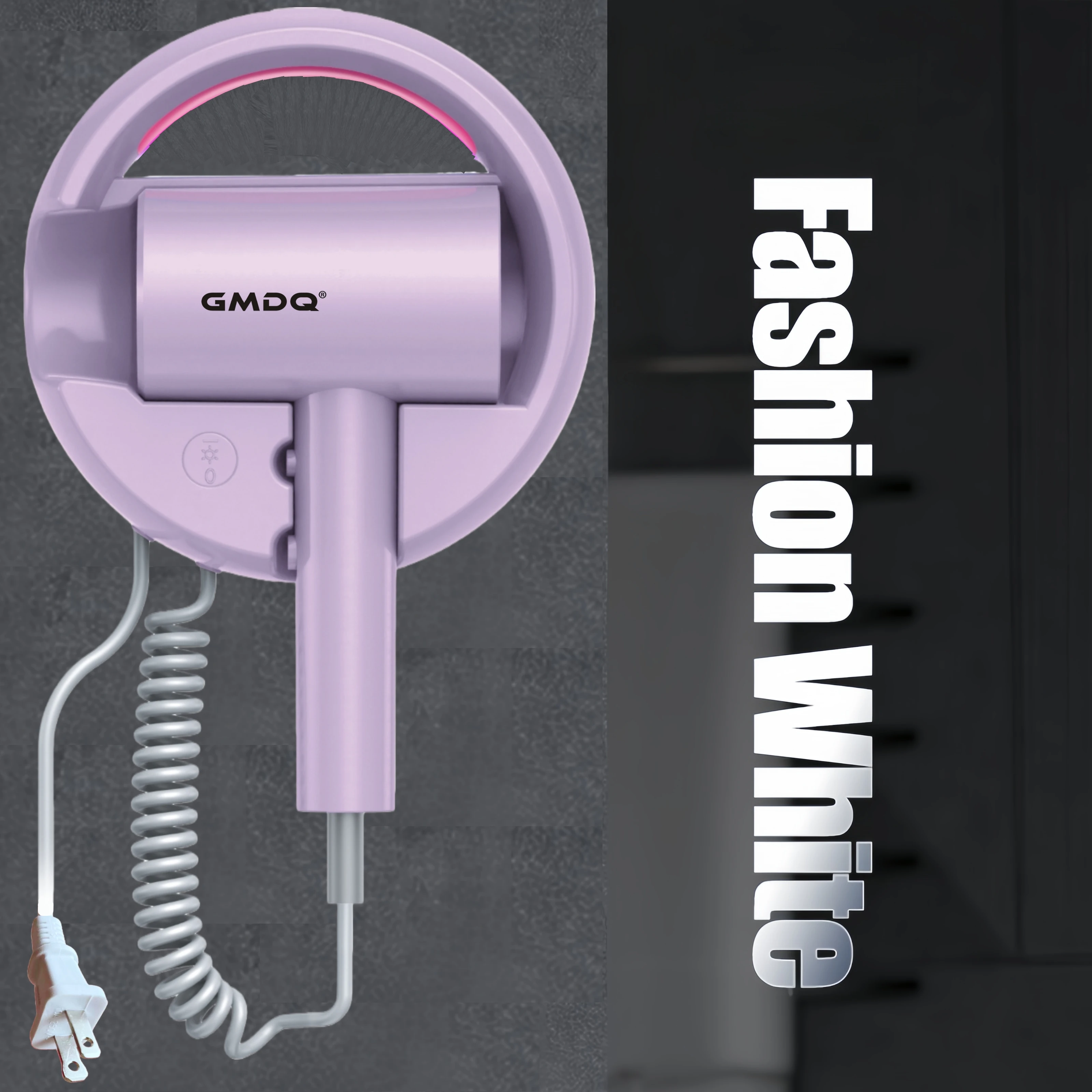Gmdq Us Standard 110V Wall-Mounted Hair Dryer 1000W Blue Light Constant Temperature Quick-Drying Hot and Cold Air Three-Speed Adjustment Hotel and Home Use Hair Dryer