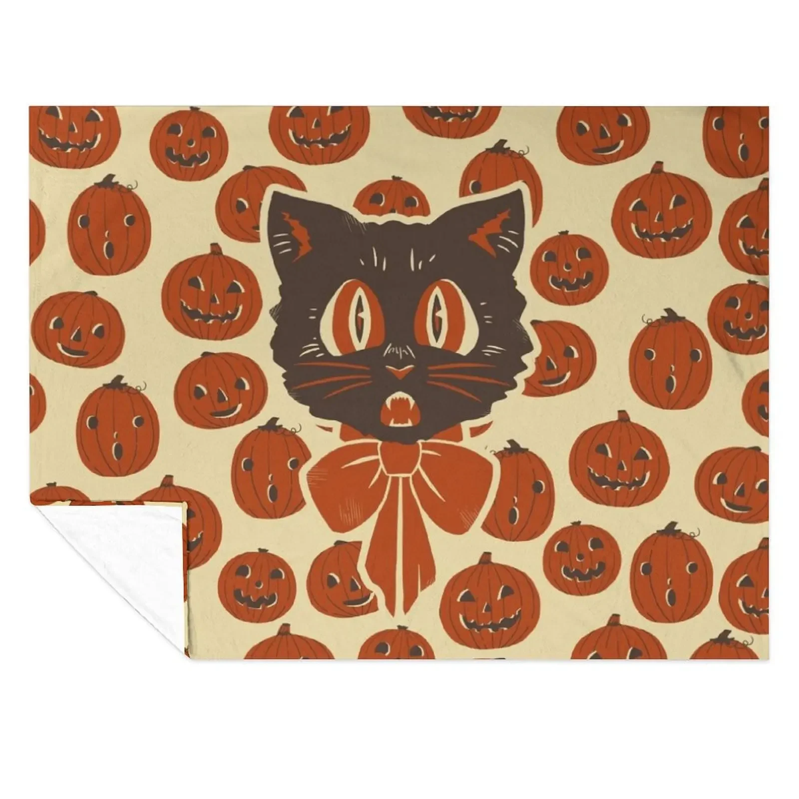 

Vintage Inspired Halloween Scaredy Cat Throw Blanket Warm sofa bed Luxury Throw Heavy Blankets