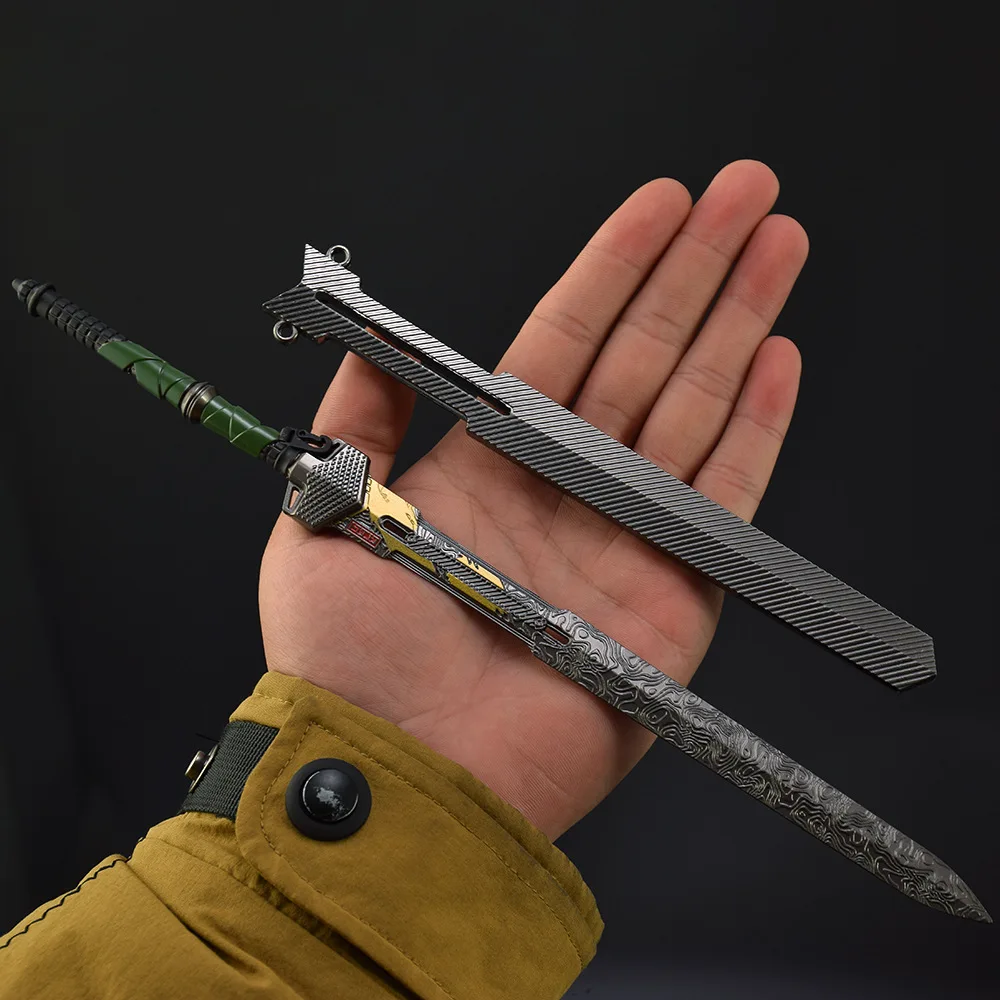 30cm/11.81in arena breakout jogo periférico três pés espada tática armas modelo todo metal artesanato desktop coleções menino presente