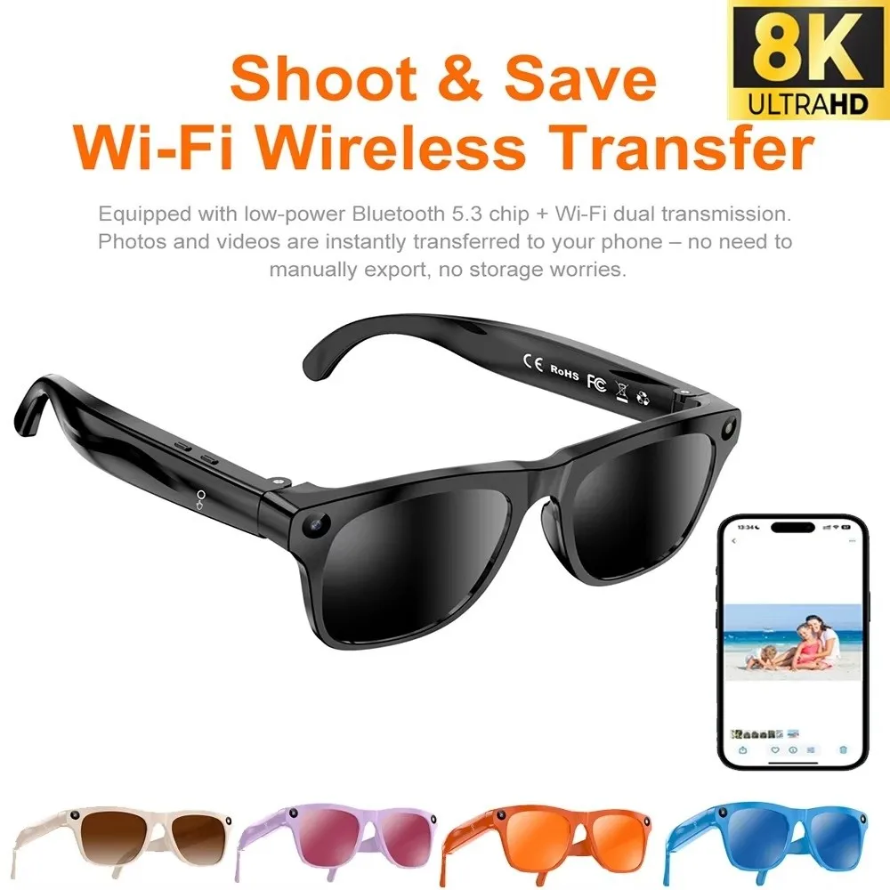 

8MP HD Camera AI Smart Glasses Video Recording Photo Recording Smart AI Glasses Bluetooth Call 8K Intelligent Eye Glasses