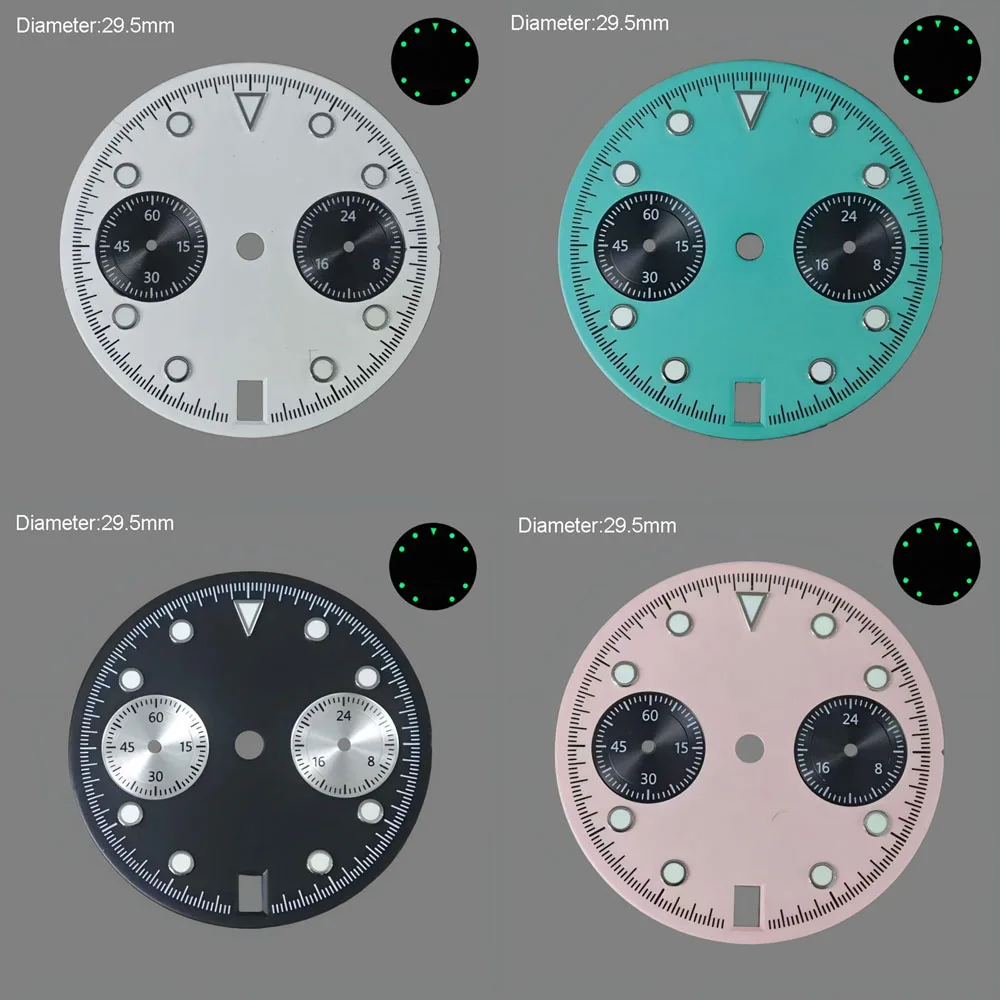 NO LOGO 29.5mm VK64 Dial Yellow Pink Blue Black Panda Dial for Japanese VK64 Quartz Movement Date at 6 O'clock Watch Accessories