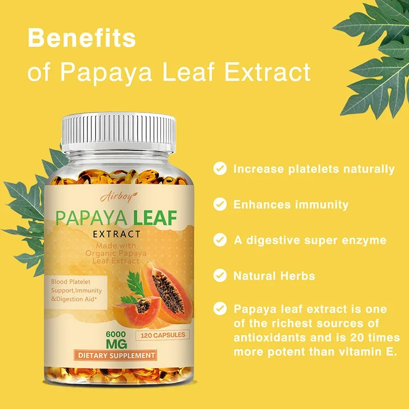 Papaya Leaf Extract - Supports Platelets, Bone Marrow and Spleen, Improves Immunity and Improves Digestion