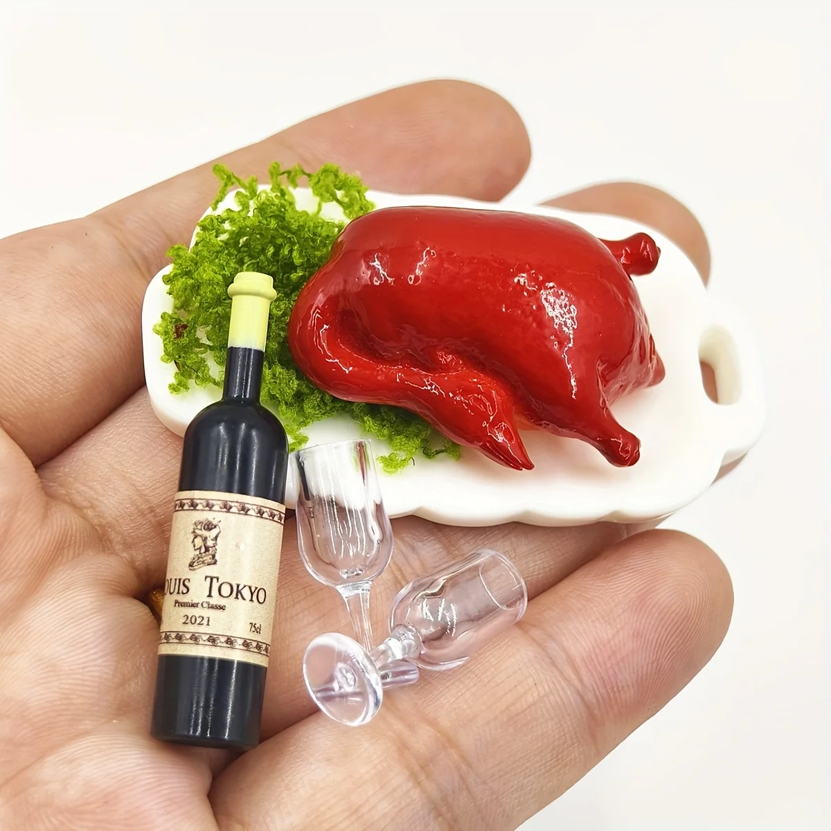 6-teiliges 1:12 Puppenhaus Wein- & Essensset, Mini-Schwein, Ente, Huhn, Truthahn Modell, DIY Miniatur-Szenendekoration, Weihnachtsgeschenk – Detail 10
