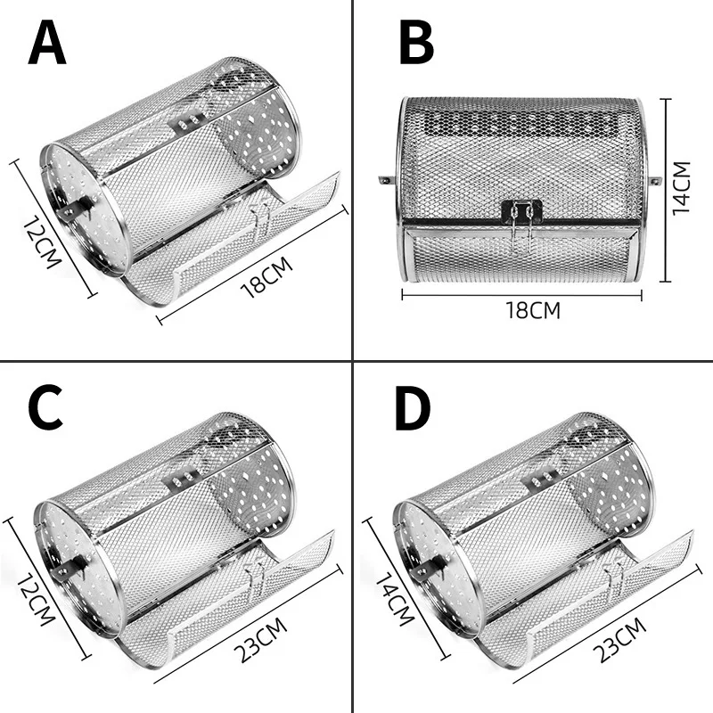 Stainless Steel Oven Rotating Grill Cage Nuts Coffee Beans Baking Basket for Barbecue Air Fryer Rotisserie Accessories