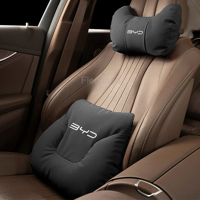 New Car Interior Leather Lumbar Backrest Cushion Headrest for BYD Seal Atto3 S2 S6 S7 Tang X Dream Car Neck Protection Pillow