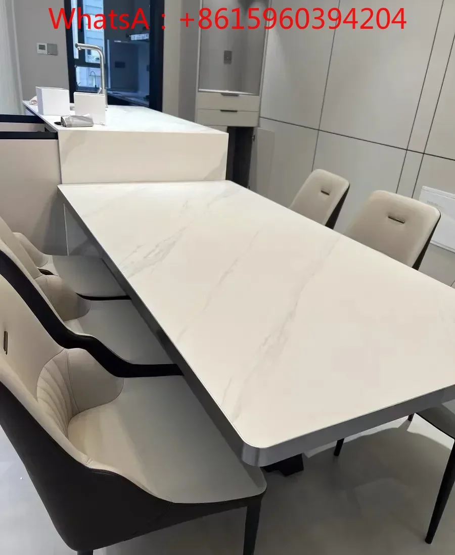 Custom Italian bright rock plate dining table 2022 new model room small family dining table family store negotiation table