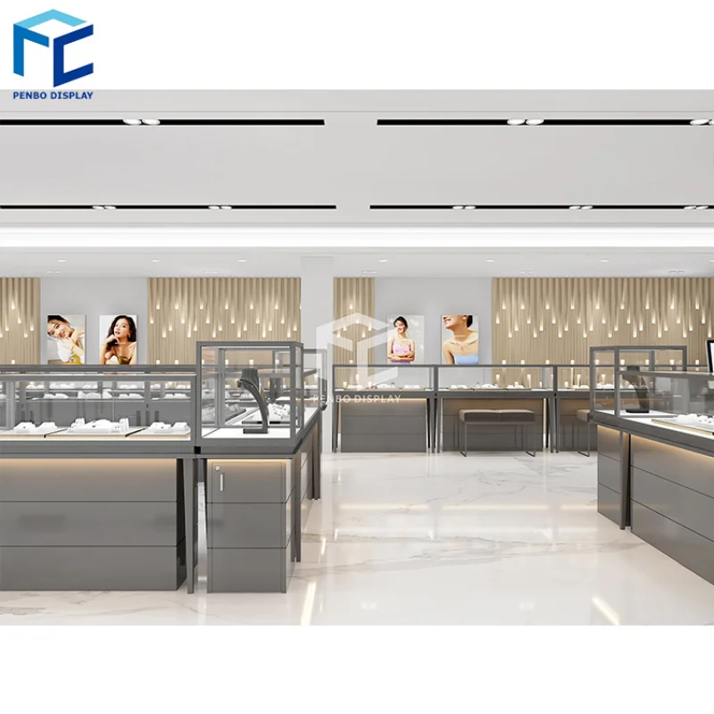 

2025customized. tempered glass showcase jewelry display cabinet shop design jewellery display showcase commercial display