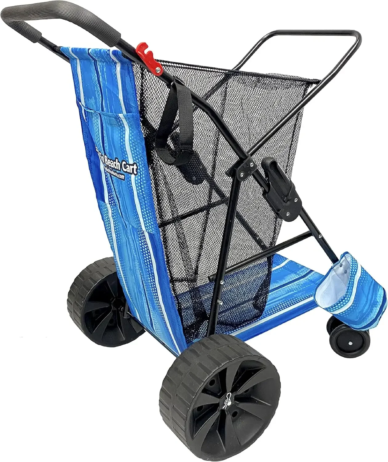 

Beach Cart Balloon Wheel, Folding Utility Sand Wheels, Holds 4 Folding Chairs Umbrella, Holder Removable Beach Bag Carts