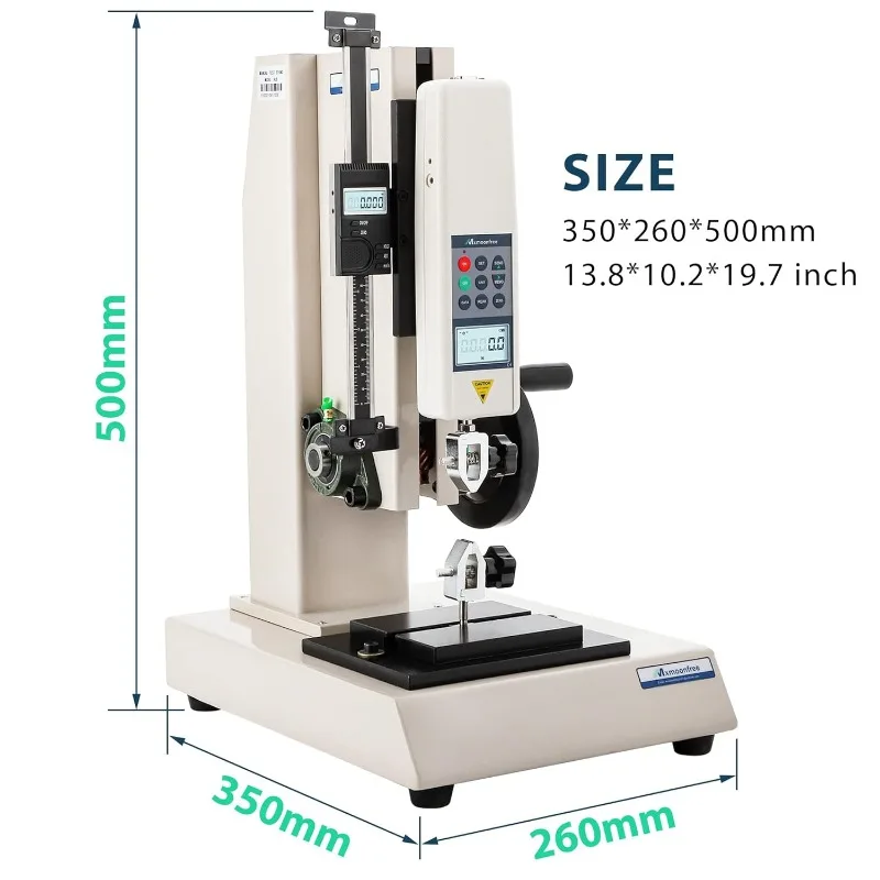 500 N digitales Push-Pull-Kraftmessgerät, mit Push-Pull-Kraftmessgerät-Halterung, manuelle Push-Pull-Testbank auf Rollen, Federweg 180 mm/7