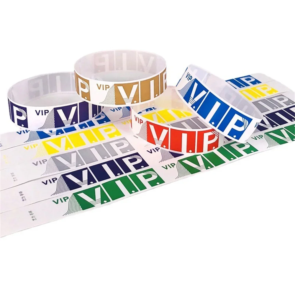 300-1000pcs VIP Party Decoration Bracelet Synthetic Paper Wristbands Meeting Sticky Solid Color Paper Wristband Party Supplies