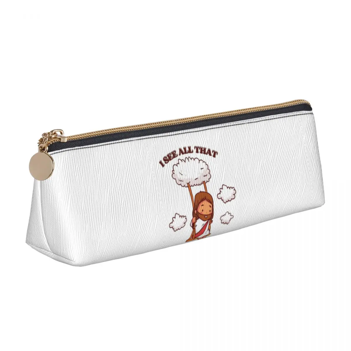 I See All That Cute Jesus On A Cloud Swing Pencil Case for Kids Gifts Pen Box Pencil Bag Stationery Supplies Pen Holder Bag
