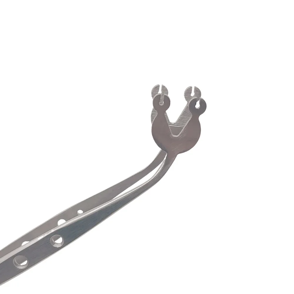 Dentals Surgical Suture Corn Tweezer Tip with Double Hole Operation Stitching Tweezer Suture Corn Tweezers Stainless Steel