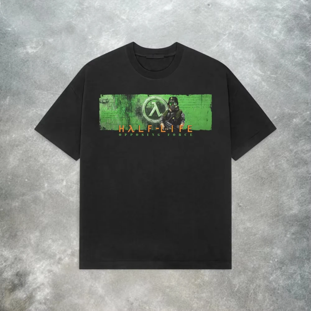 Half Life Opposing Force Front Back Print Unisex T Shirt 2026 Summer Casual Oversized Cotton Gaming Streetwear Tops  Harajuku