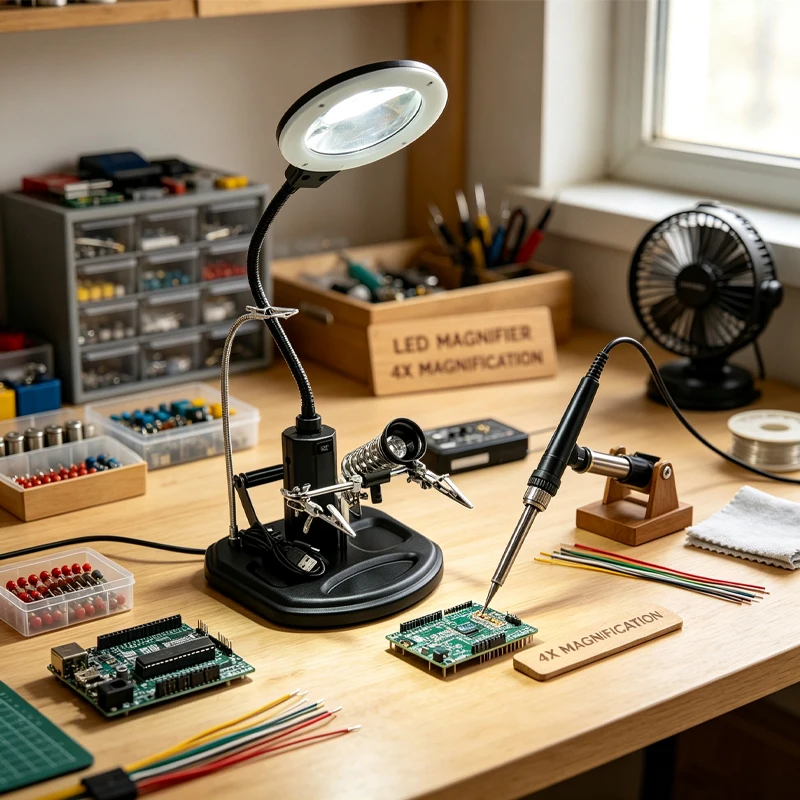 2.5X 4X Soldering Help Hand With Led Magnifier Magnifying Glasses LED Light with Soldering station For Welding Repair Maginifier
