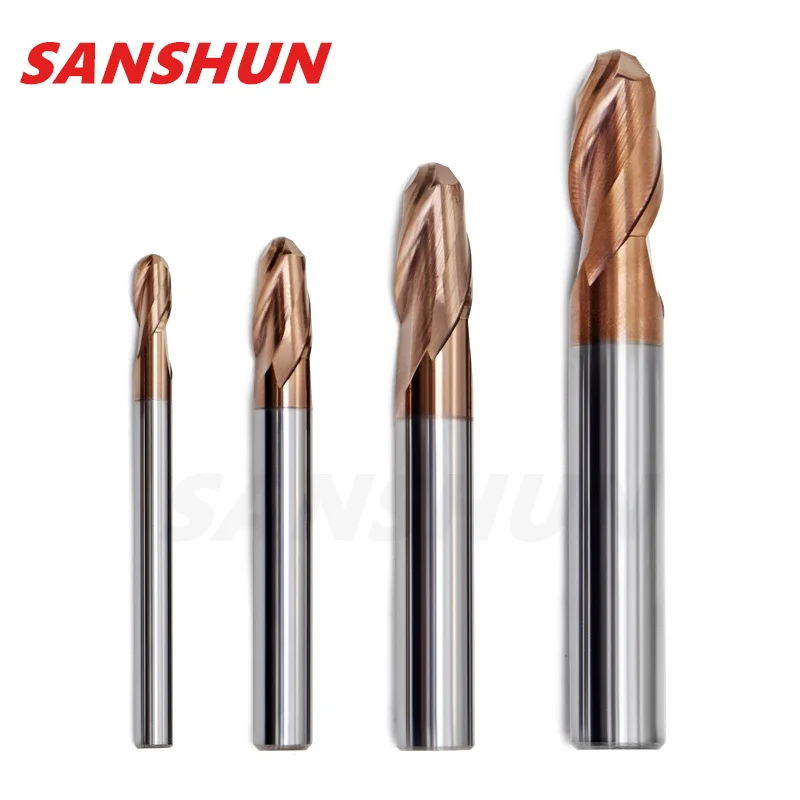 HRC60 2 Flutes Carbide Ball Nose End Mill Tungsten steel Cutter CNC Router Bit Milling Tool R0.5 R1 R2 R3 R4 R5 R6 Cutting tools