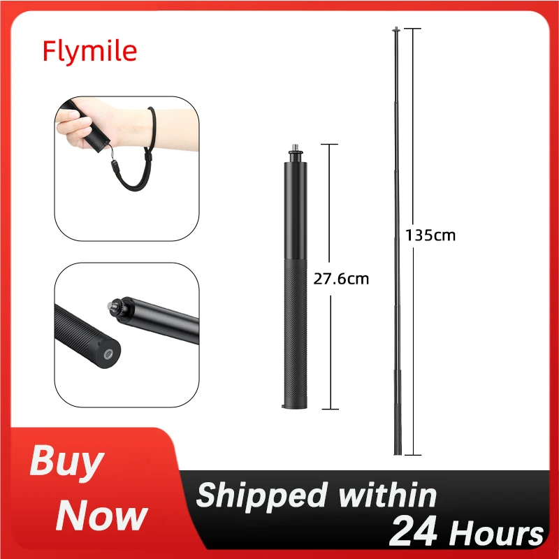 

Flymile 1.3M Retractable Selfie Stick For Insta360 X5 X4 X3 Panoramic Camera Invisible Photography Sports Recording Accessories