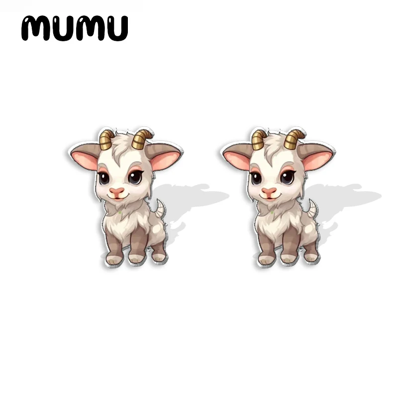 2023 New Cartoon Goat Acrylic Stud Earring Animal Art Handmade Earrings Resin Epoxy Jewelry Gifts Friend