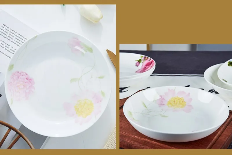 8 inch, bone china dishes for serving, sun-flower design, porecelain table service tableware, ceramic kitchen dishes,for dinner