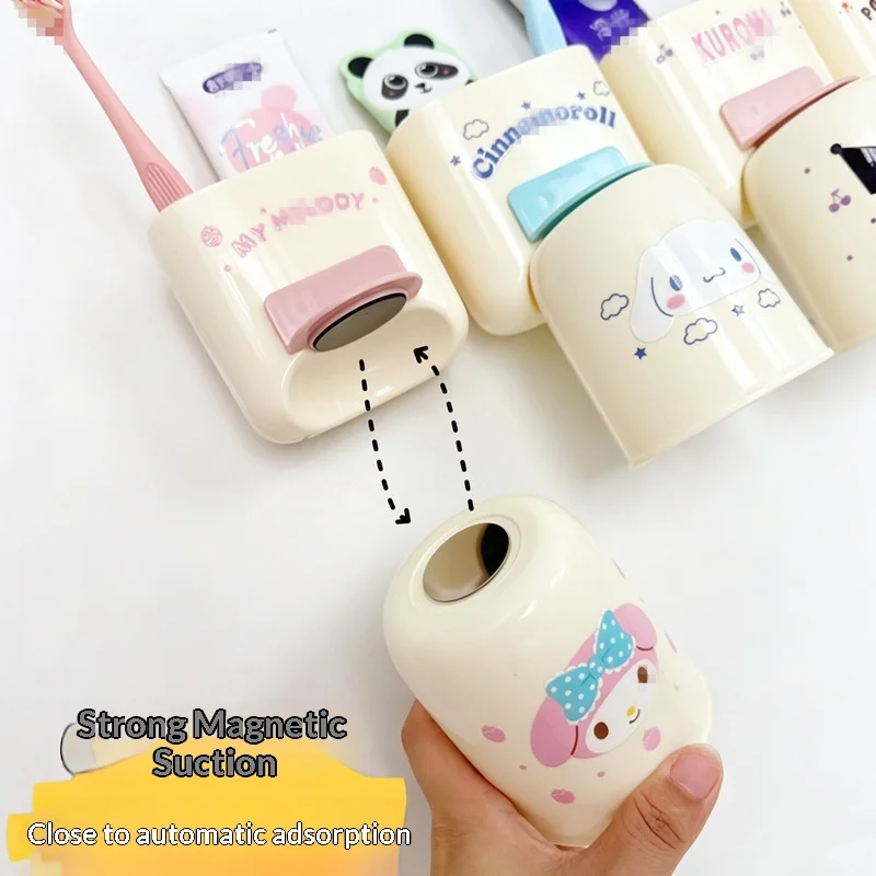 Kuromi Toothbrush Holder Cute Drainable Wall Mounted Rinse Cup Home Bathroom Storage Container For Toothpaste Toothbrush Comb - view 2