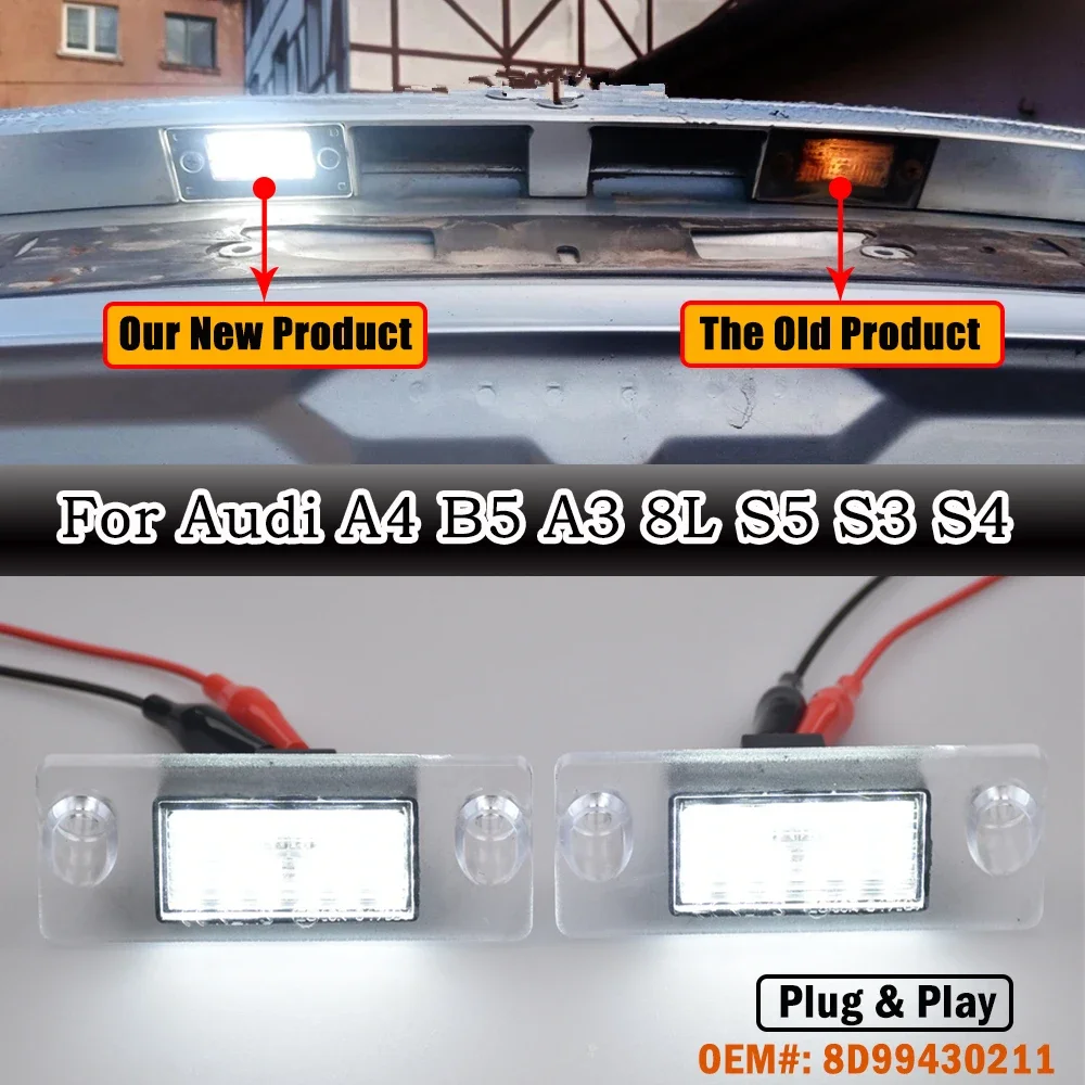 For Audi S5 A3/S3/Sportback 8L A4/S4 Avant B5 Avant/Wagon High Brightness White LED License Plate Light Number Plate Lamp