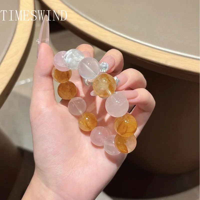 TIMESWIND أصيلة الكريستال الطبيعي الأصفر الوردي جولة مطرز الثروة النساء سوار الأزياء والمجوهرات مع شهادة