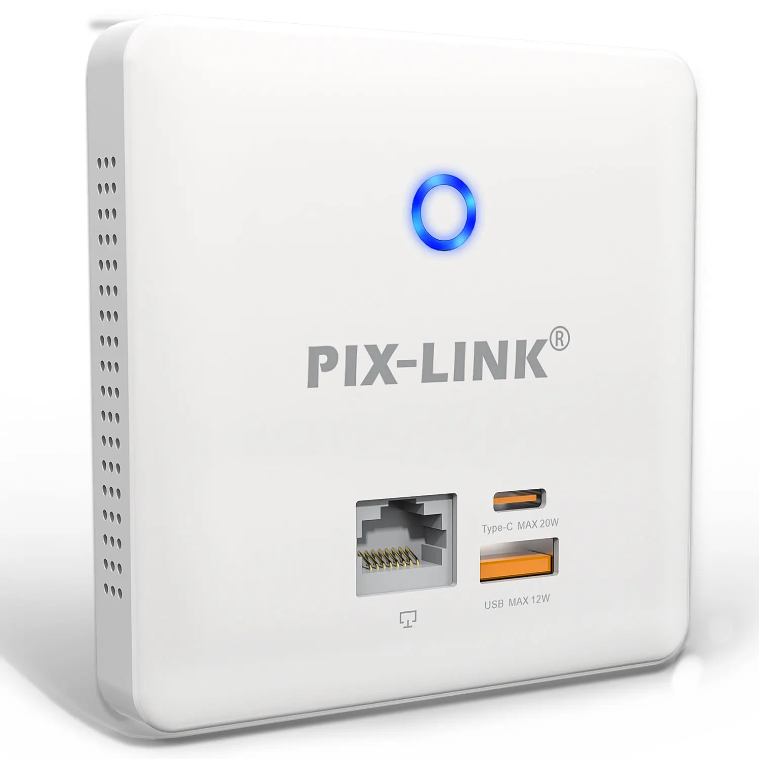 

PIX-LINK CAP08 Беспроводная панельная точка доступа 300 Мбит/с 2.4 ГГц для настенного монтажа с быстрой зарядкой USB+Type-C, режим FIT/FAT, для отелей/домов