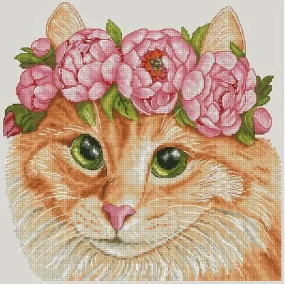 

Cat with Flowers Cross stich Kits Homfun Craft Cross Stich Painting Decorations For Home