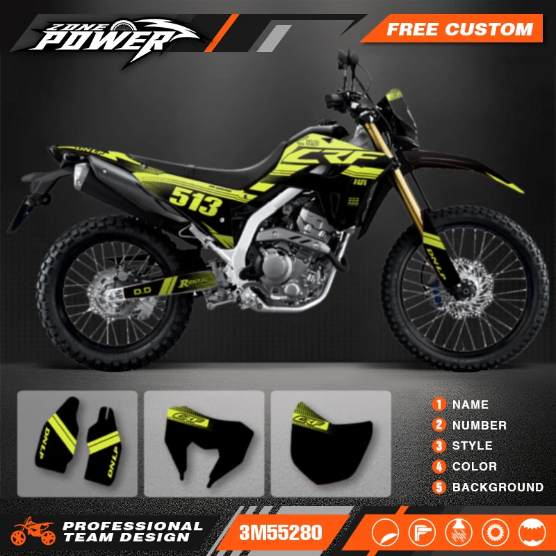 Powerzone Motorcycle Graphic Decal Stickers Kits For Honda CRF300L 2021 Number Name Customize 15