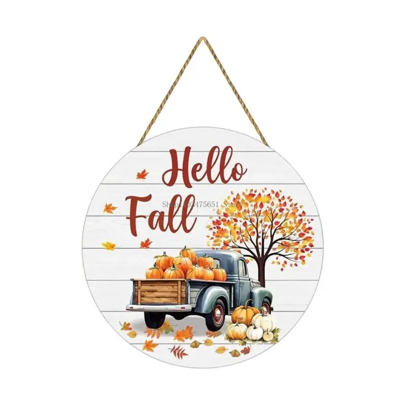 Hello Fall Thanksgiving Decorations Door Sign Thanksgiving Wooden Hanging Sign Wall Decors Pumpkin Wooden Front Door Hangers for