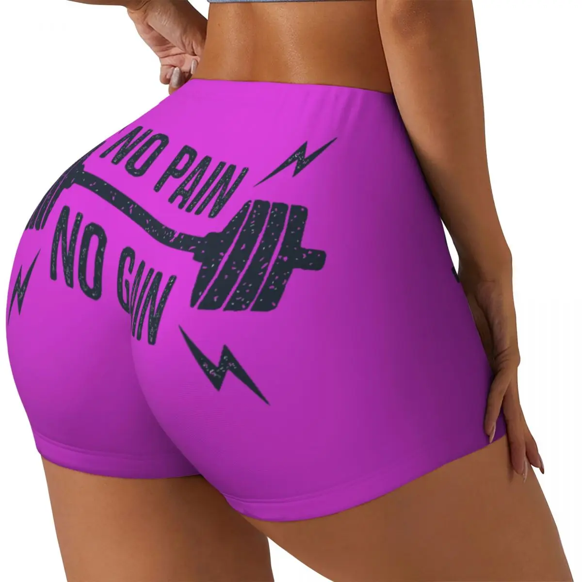 Custom No Pain No Gain Gym Motivational Quote Running Volleyball Workout Shorts Bodybuilding Workout Gym Athletic Yoga Shorts