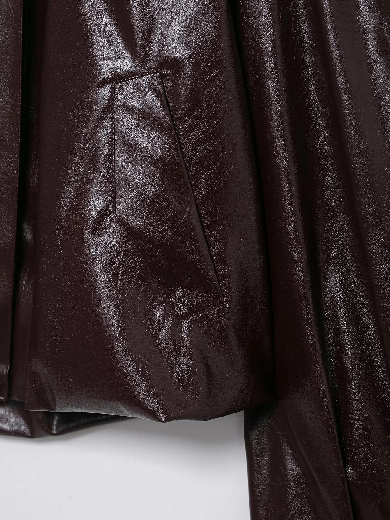 2025 Winter nieuwe dames casual mode ronde hals losse comfortabele kunstleer bomberjack met lange mouwen