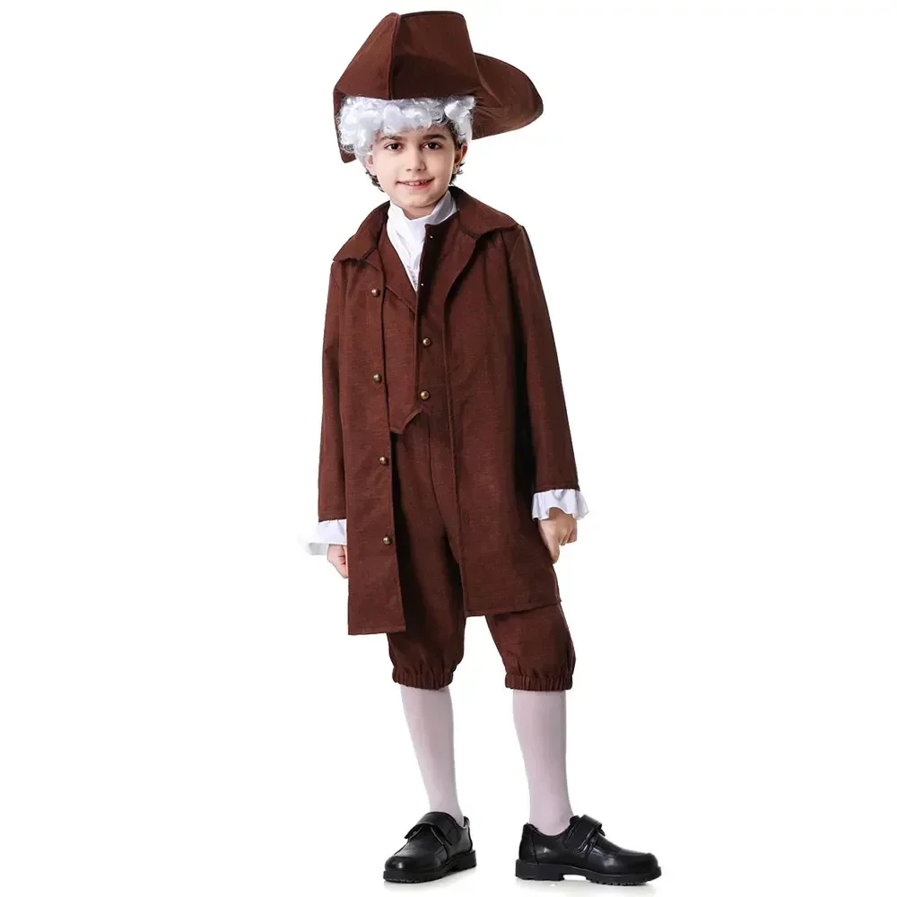 

Washington Lawyer With Wig Lace Sleeves Suit British Duke Parent-child Costume Halloween Carnival Party Stage Show Cosplay Dress
